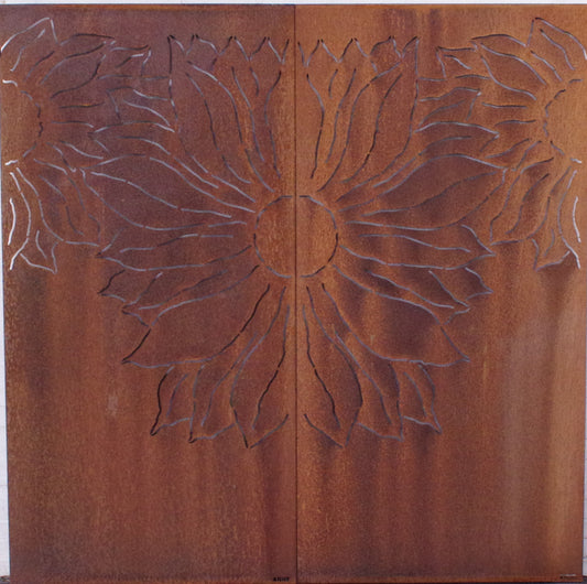 Cortenstaal Tuinscherm 90x180 cm - Bloem Links Design met Bevestigingsranden - Duurzaam & Weerbestendig – Xidit