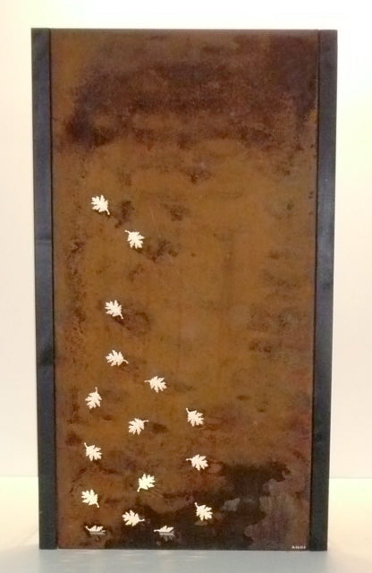 Cortenstaal Tuinscherm 90x180 cm – Vallende Eikenbladeren Design met Bevestigingsranden - Duurzaam & Weerbestendig - Xidit
